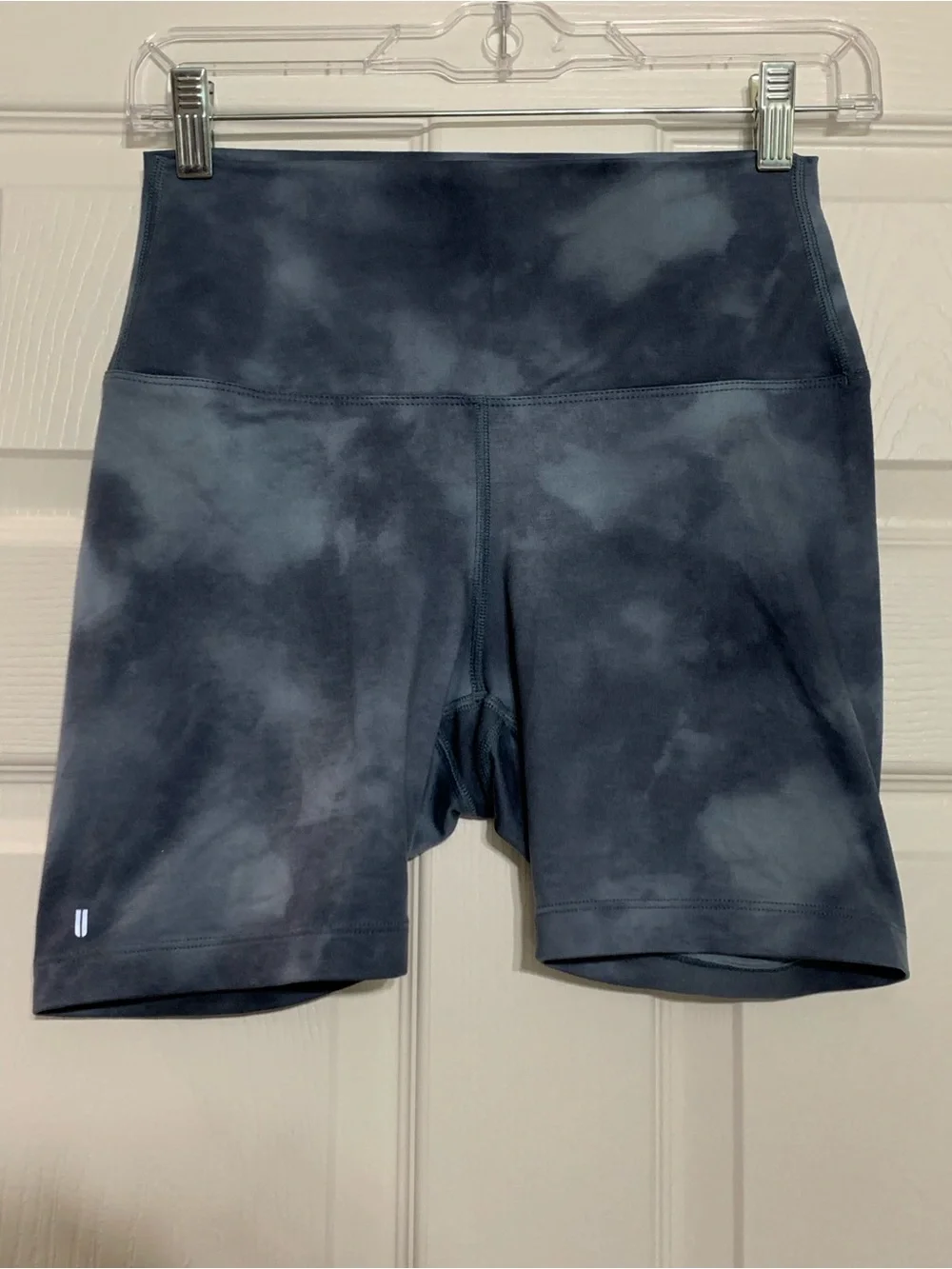 NOBULL Blue and Gray Tie-Dye High-Waist Bike Shorts